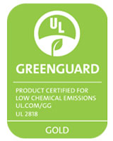 Greenguard logo is white text on bright green background